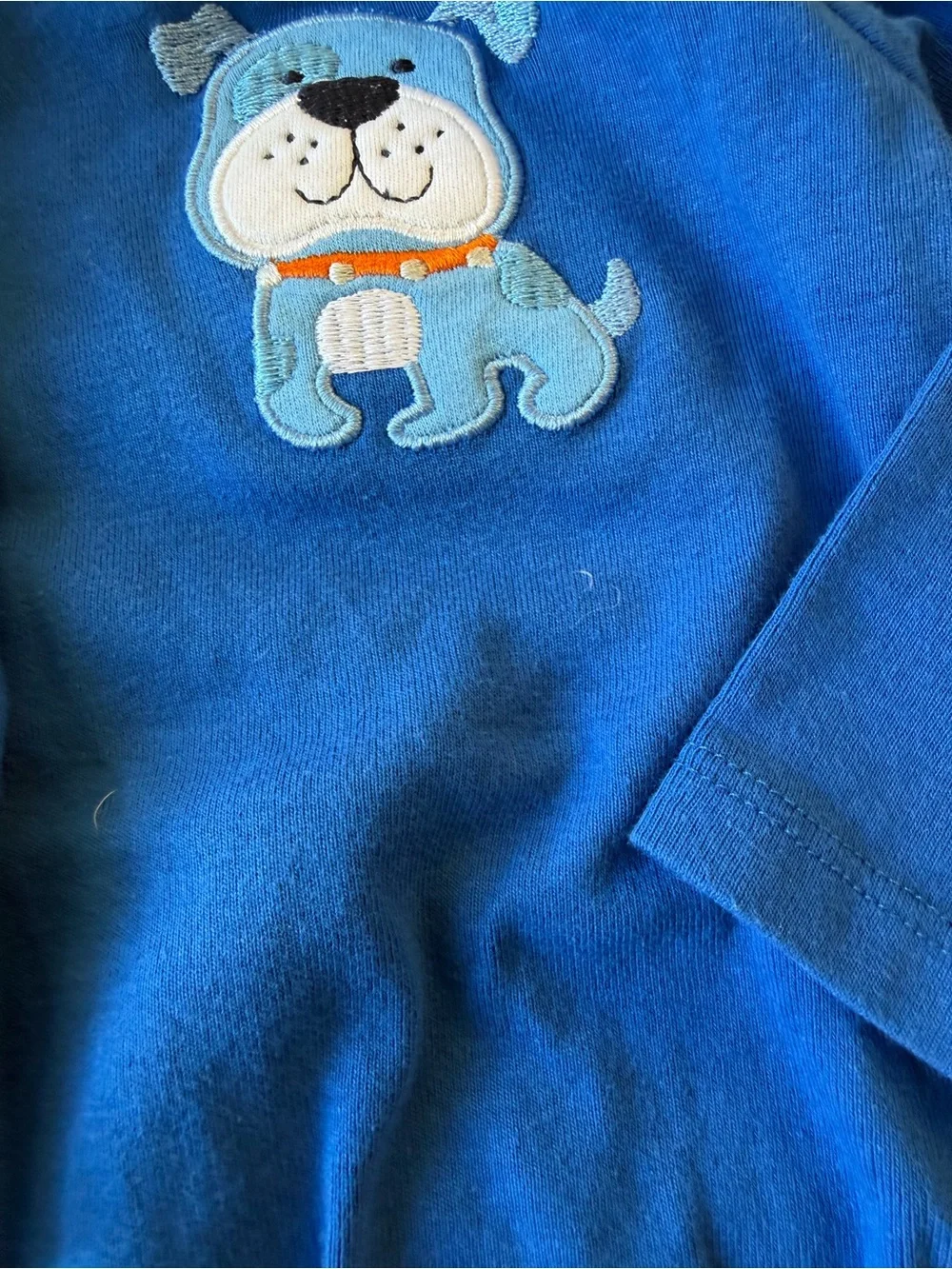 Gerber Blue Bulldog Long-Sleeve Bodysuit Striped Blue Lace Pants 12 Months Set